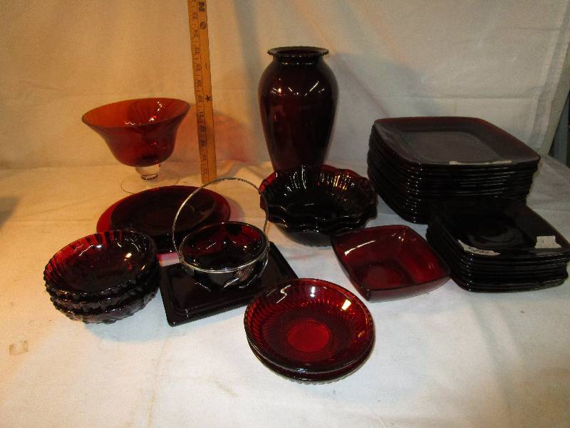 Ruby Red DishesVases Serving pieces 40 pieces total