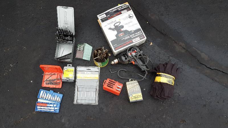 Craftsman 38 drill & Assorted Drill Bits
