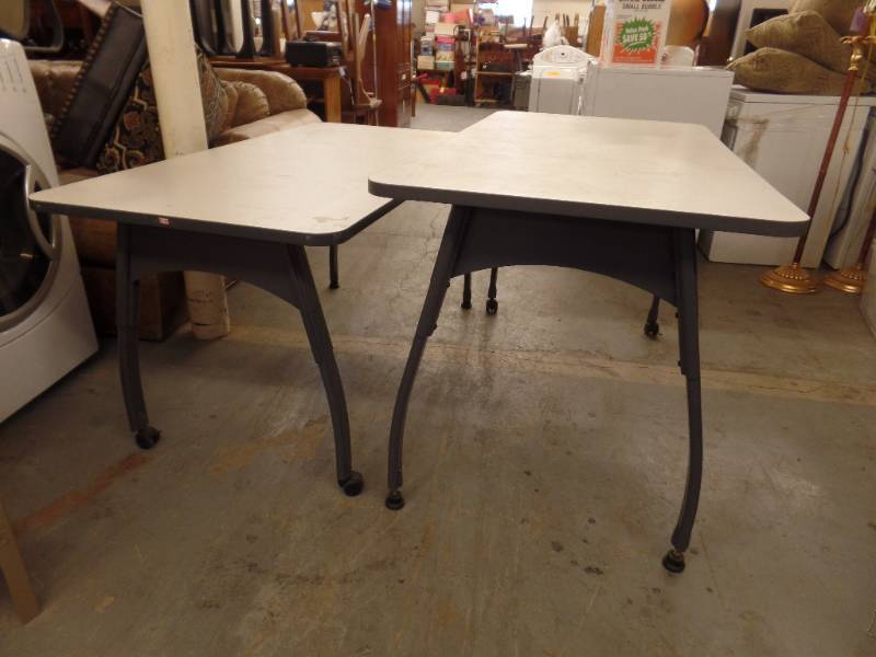 lot 503 image: ROLLING ADJUSTABLE HEIGHT TABLES