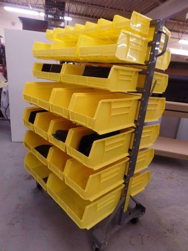 lot 510 image: AKRO BINS WITH ROLLING RACK