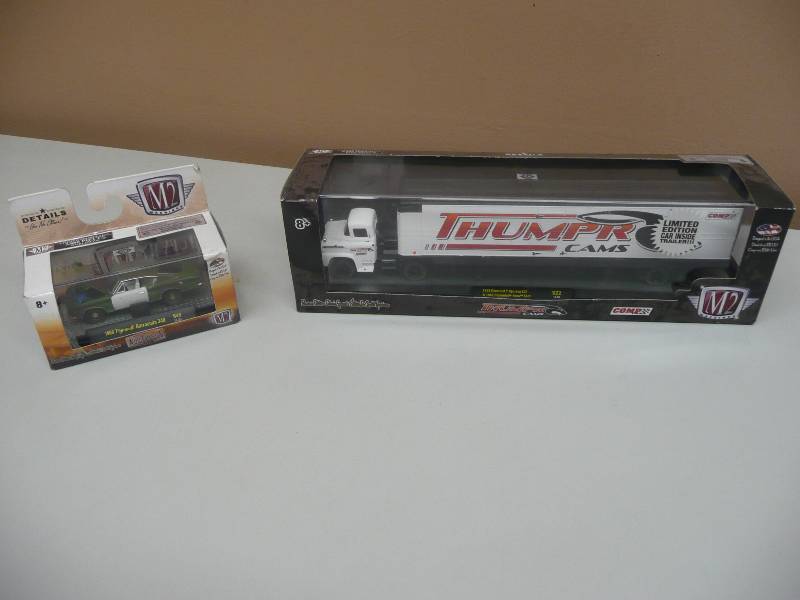 lot 25 image: M2 Machines 164 Auto Haulers Thumper Cams - 1958 Chevy Spartan & 1967 Nova SS - R 22 PLUS THUMPER CAMS M2 Machines Auto Project Release 40 164 1969 Plymouth Barracuda 340 - THESE ARE SELLING FOR OVER $50.00 - SEE PICTURES