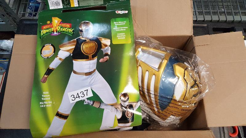 lot 3437 image: Mighty Morphin Power Rangers White Ranger Muscle Adult Costume - Size XL