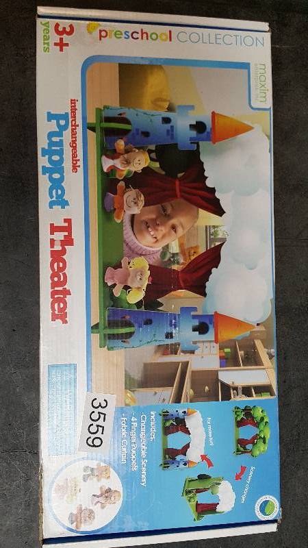 lot 3559 image: Wooden Puppet Theater with Changeable Scenery