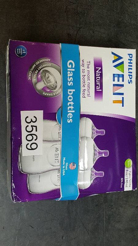 lot 3569 image: Philips Avent SCF67337 8-Oz. Natural Glass Bottle - Pack of 3