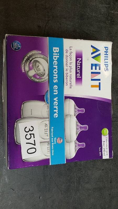 lot 3570 image: Philips Avent SCF67337 8-Oz. Natural Glass Bottle - Pack of 3