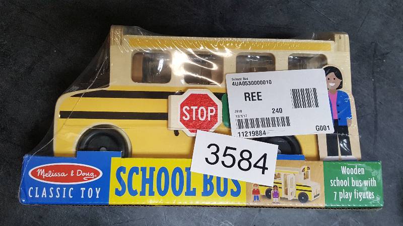 lot 3584 image: Melissa & Doug 8-Pc. School Bus Playset