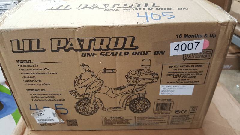 lot 4007 image: Kid Motorz Lil Patrol Pink 6V Motorcycle Ride-On