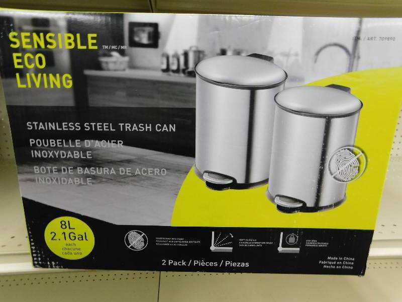 2 PK STAINLESS 2.1 GALLON TRASH CANS