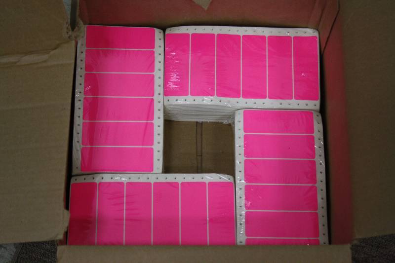 lot 36 image: Pink Neon Labels 10,000 Qty