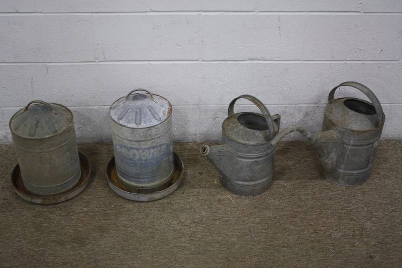 lot 72A image: Metal Feeders & Watering Cans