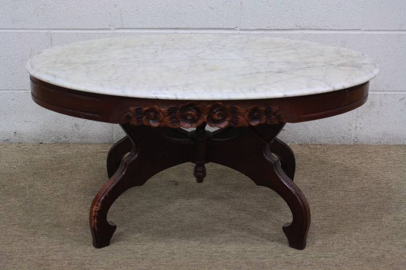 lot 108 image: Victorian Marble & Wood Coffee Table