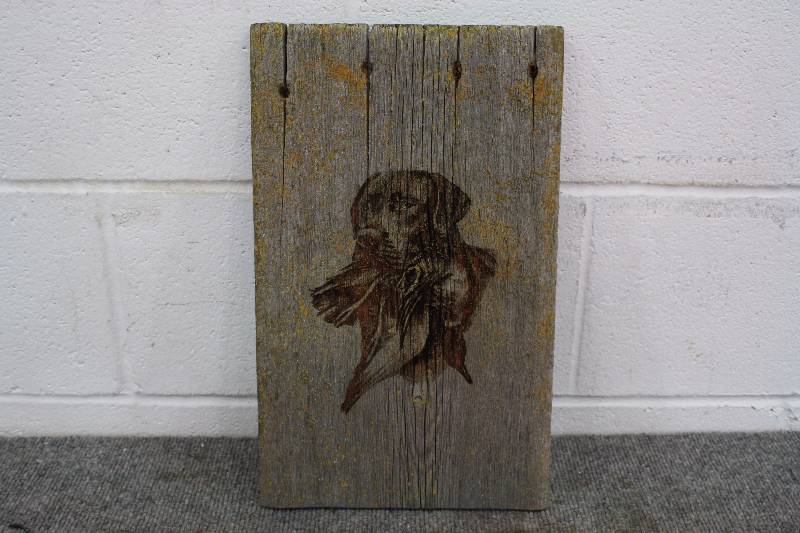 lot 198 image: Wood Dog Print Plaque