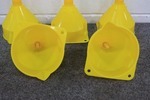 lot 79 image: 5 Heavy Duty Yellow Plastic Funnels