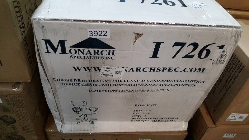 Monarch Specialties Inc. Mesh Mid-Back JuvenileMulti-Position Office Chair - White