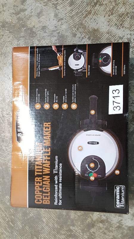 lot 3713 image: BELLA Copper Ceramic Coated Waffle Maker - BLA14608