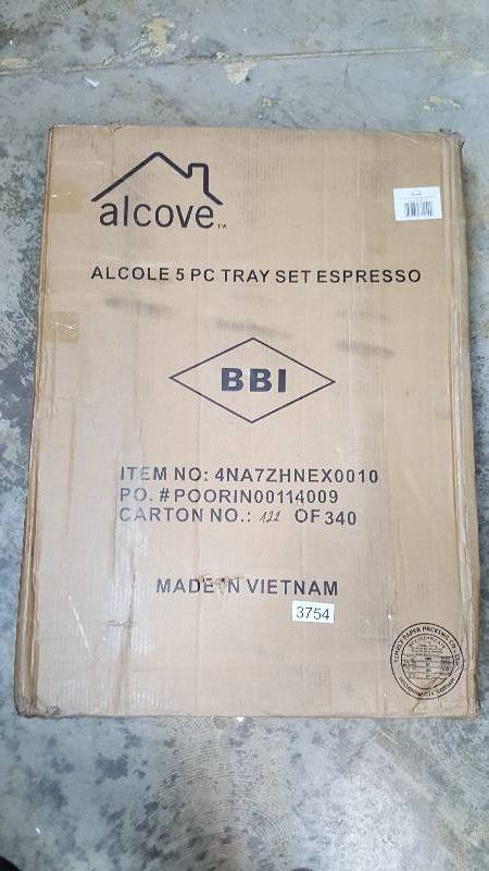 lot 3754 image: alcove Espresso 5-Pc. TV Tray Set