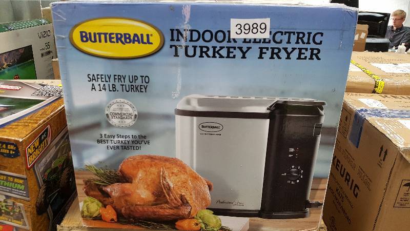 lot 3989 image: Butterball 14-Lb. Indoor Electric Turkey Fryer - Stainless Steel