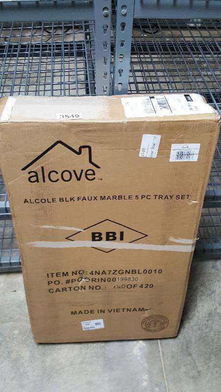 lot 3549 image: alcove 5-Pc. Marble-Look TV Tray Set - Black