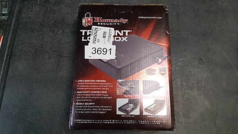 lot 3691 image: Hornady Tripoint Lock Box Handgun Safe Stel Black