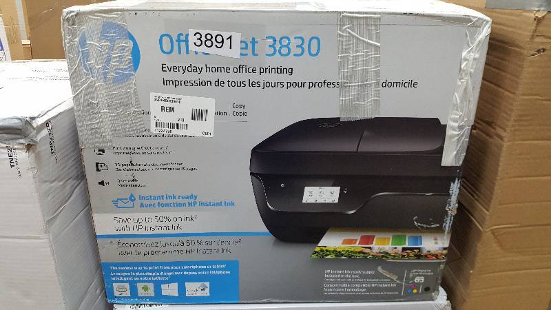 lot 3891 image: HP OfficeJet 3830 All-in-One Inkjet Printer with Wi-Fi