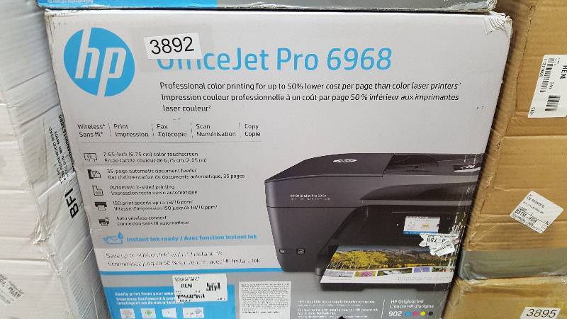 lot 3892 image: HP OfficeJet Pro 6968 All-in-One Thermal Inkjet Printer with Wi-Fi - HPOJP6968