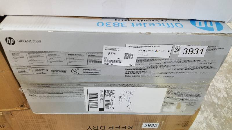 lot 3931 image: HP OfficeJet 3830 All-in-One Inkjet Printer with Wi-Fi