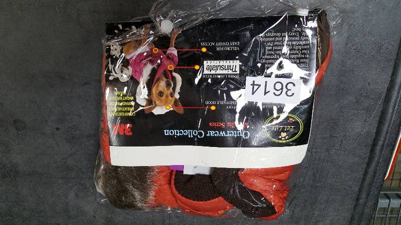 lot 3614 image: Metallic Fashion Pet Parka Coat - Orange - MEDIUM 18-20