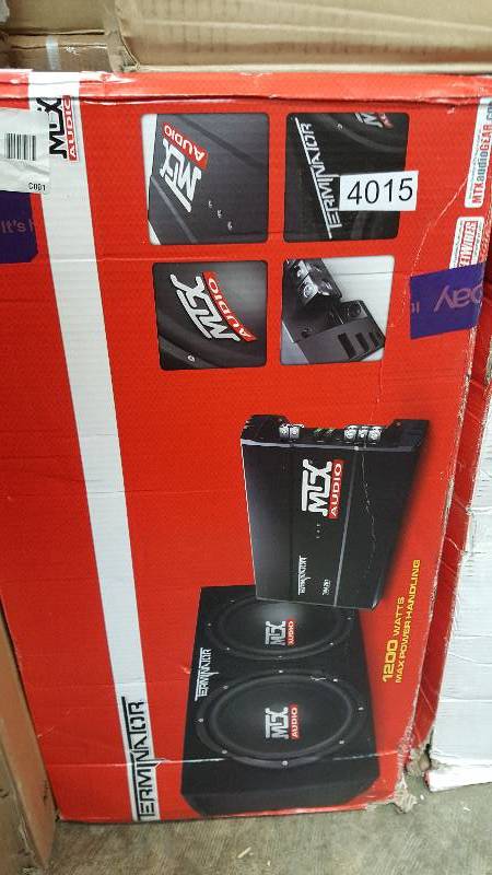 lot 4015 image: MTX Terminator 1200-Watt Dual Subwoofer and Amplifier Package