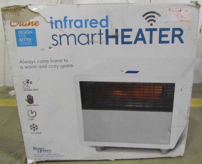 lot 70 image: Crane 1500-Watt Digital Infrared Heater with Wi-Fi Phone App - White