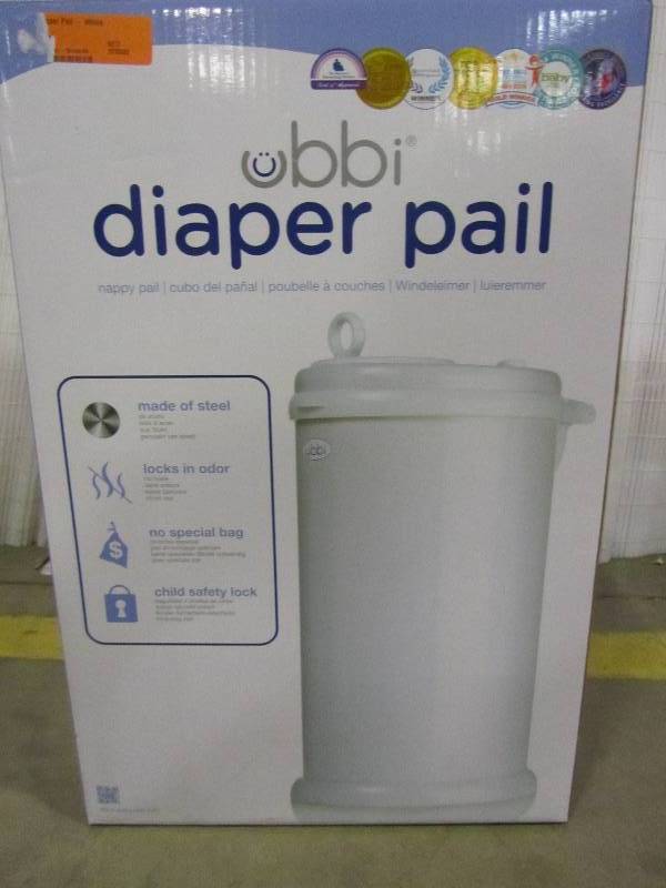 lot 77 image: Ubbi Diaper Pail - White
