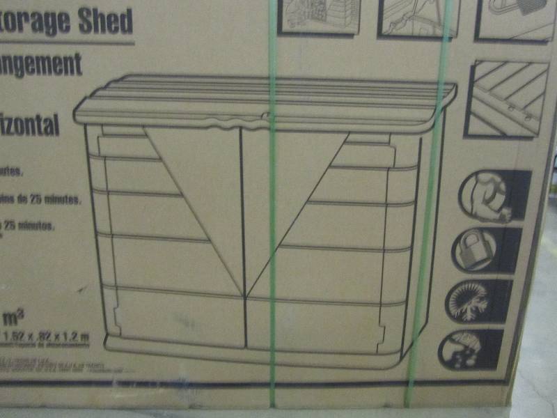 lot 81 image: Rubbermaid  2 ft. x 5 ft. Horizontal Storage Shed