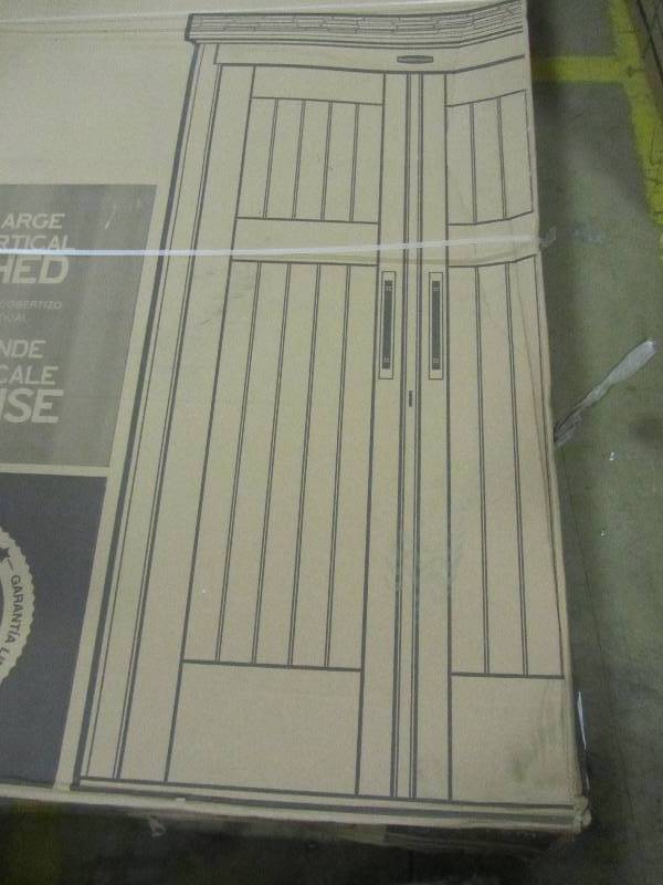 lot 82 image: Rubbermaid 4 ft. x 2 ft. 5 in. Large Vertical Storage Shed
