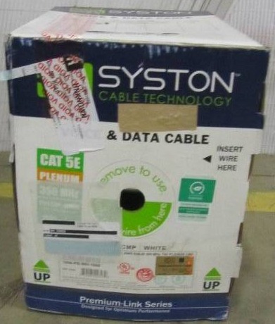 lot 83 image: Syston Cable Technology Cat5E 1,000 ft. White 24-4 Plenum Twisted Pair Cable
