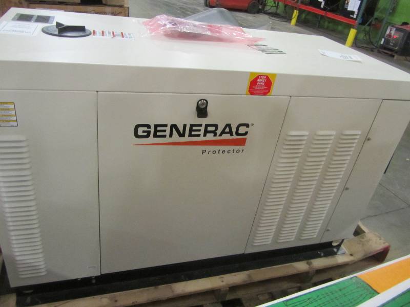 lot 10 image: Generac 30,000-Watt Liquid Cooled Standby Generator 120240 Three Phase With Aluminum Enclosure