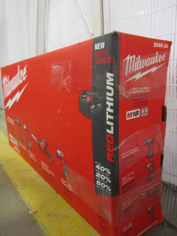 lot 20 image: Milwaukee Jobsite Backpack M18 18-Volt Lithium-Ion Cordless Hammer DrillHACKZALLImpact DriverLight Combo Kit (4-Tool)