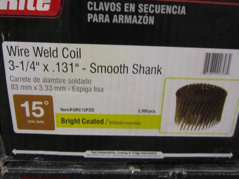 lot 27 image: Grip-Rite 2500-Count collated framing nails 3-14 x .131 15 degree (x4)