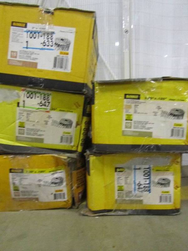 lot 29 image: DEWALT 3-14 in. x 0.120 in. Galvanized Metal Coil Nails 2700 per Box (x4)3 in. x 0.120 in. Metal Coil Nails 2700 per Box (x10