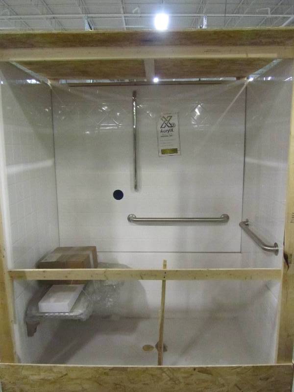 lot 42 image: Ella  Plus 24 Package 60 in. x 33.375 in. x 79.5 in. 5-Piece Low Threshold Shower Stall in White, Right Drain