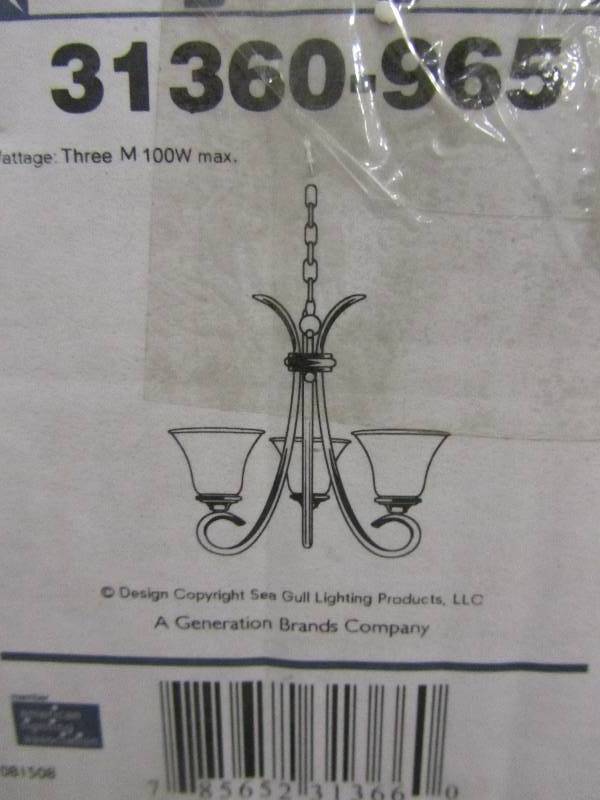 lot 49 image: Sea Gull Lighting Rialto 3-Light Antique Brushed Nickel 1-Tier Chandelier
