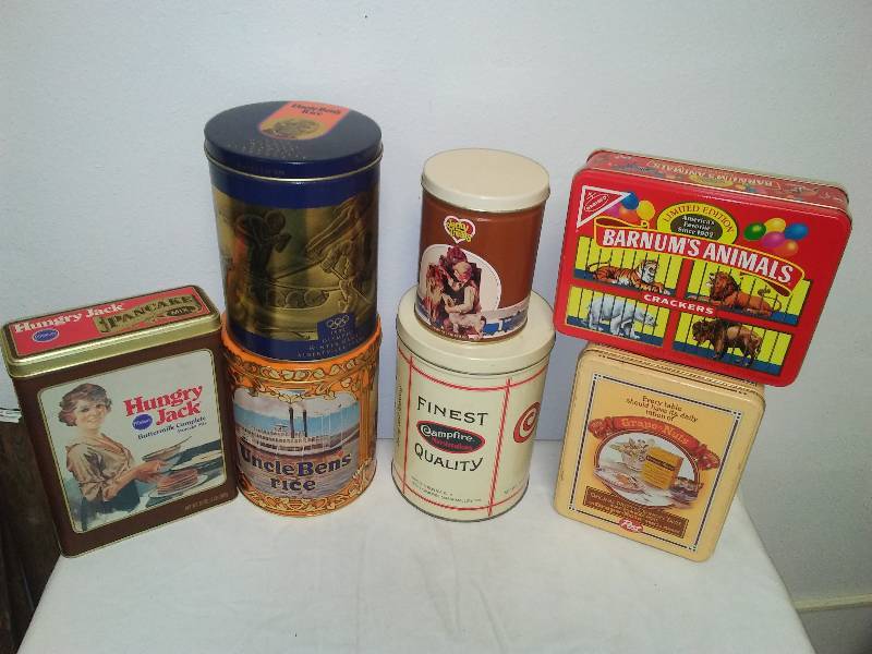 lot 17 image: Collectible tins, all with covers, Storage, Excellent Condition