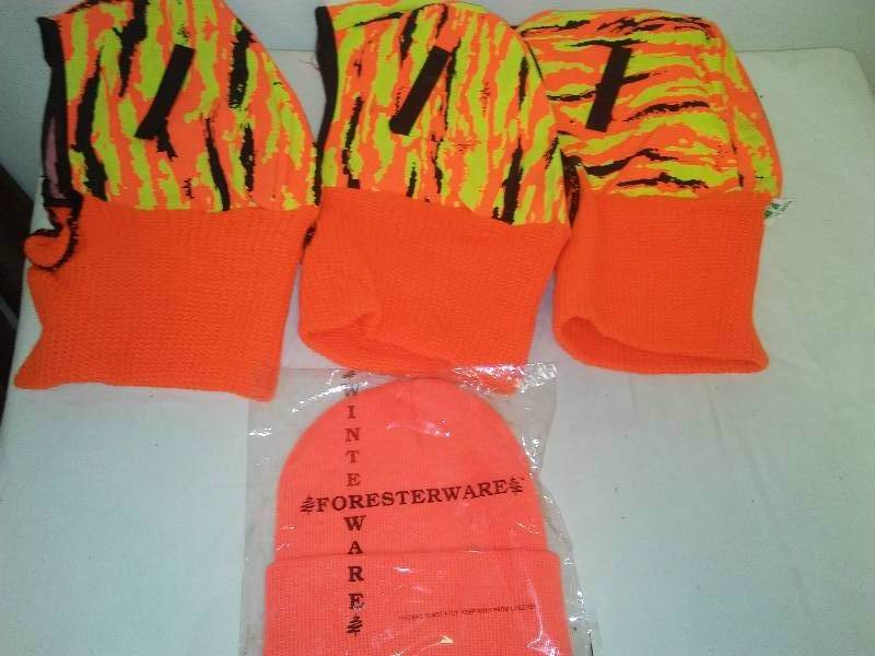 lot 22 image: 3 Hood and 1 stocking cap, Hi-Vis, Foresterware, American Safe