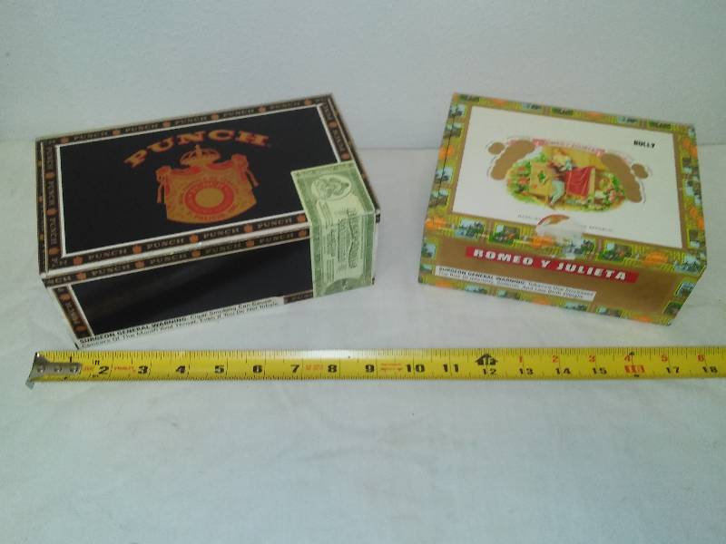 lot 55 image: 2 Cigar boxes wood and cardboard  Perfect Condition