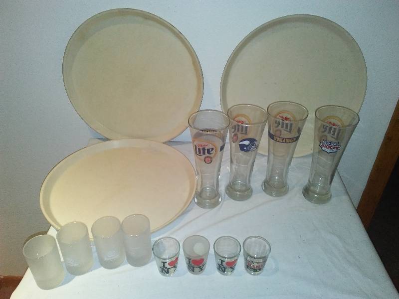 lot 126 image: Bar Supplies, Viking Beer glasses, shot glasses, trays, Jagmeister
