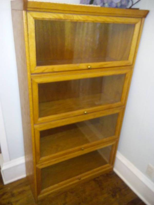 lot 42 image: Glass Door Bookcase Bookshelf Wooden Cabinet Display Office