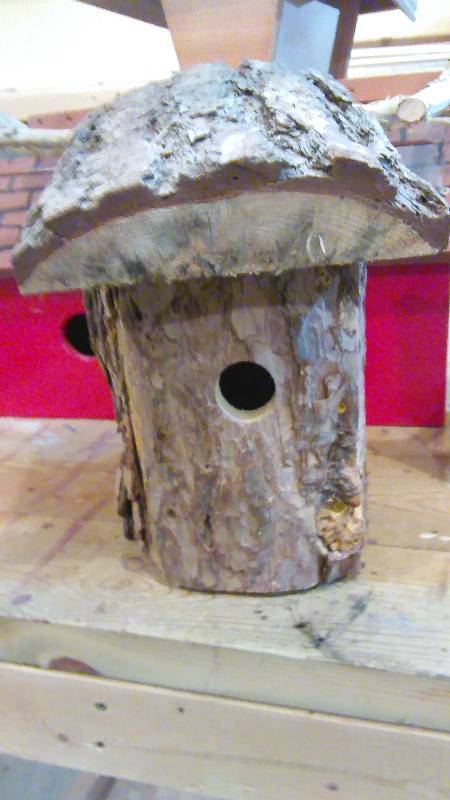 lot 74 image: Handcrafted, Split Log Bird House