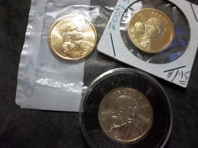 2003 D, 2009 S Proof, 2008 P Sac Dollars