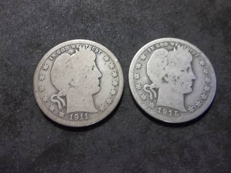 1911, 1915 D Barber Quarters