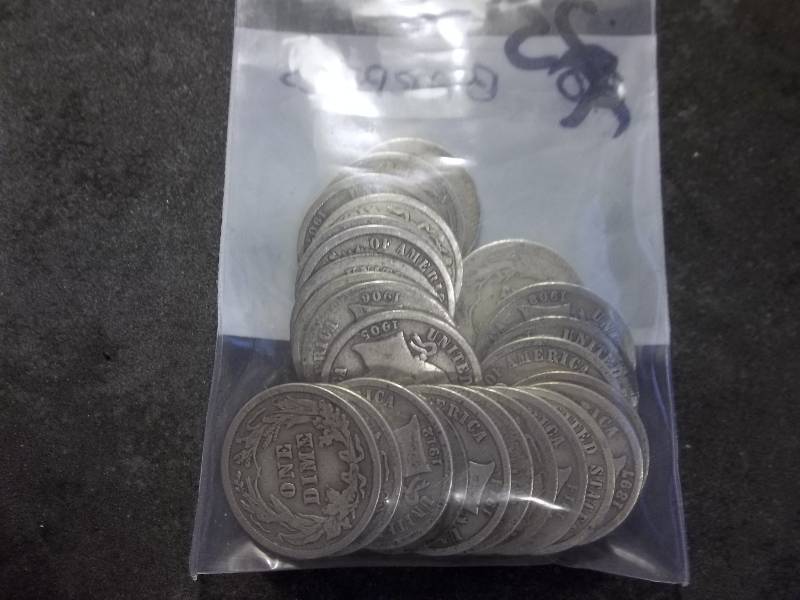 25 Assorted Date & Mints Barber Dimes