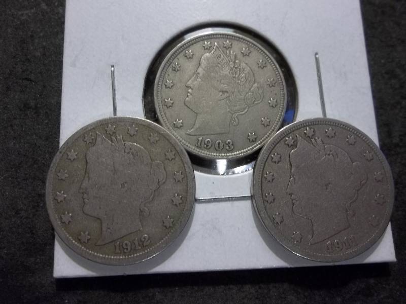 1903, 1911, 1912 D V-Nickels