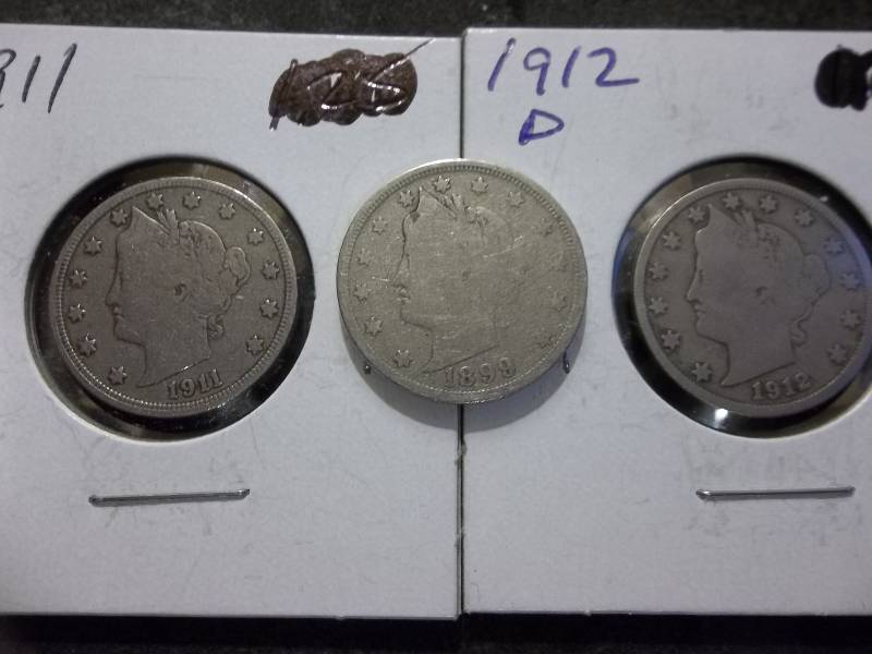 1899, 1911, 1912 D V-Nickels